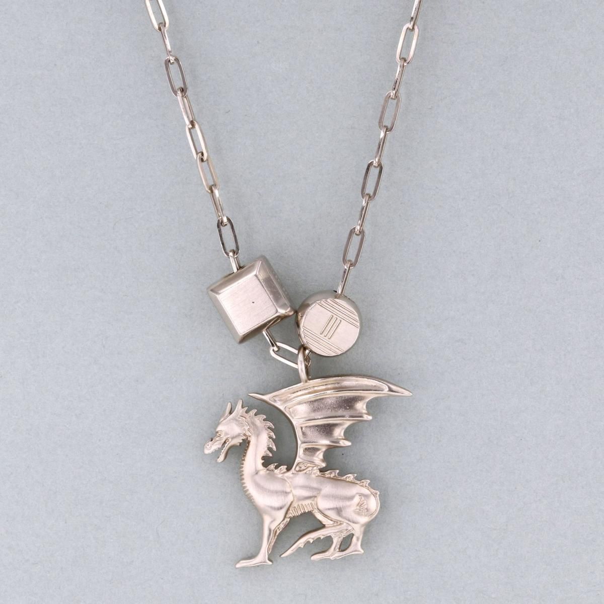 HERMES エルメス タリスマン ドラゴン ネックレス シルバー ペンダント