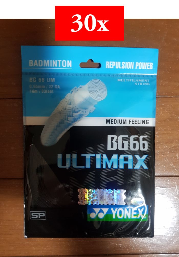 白・黒 」30 セット ヨネックス BG66 Ultimax SP バドミントン ガット