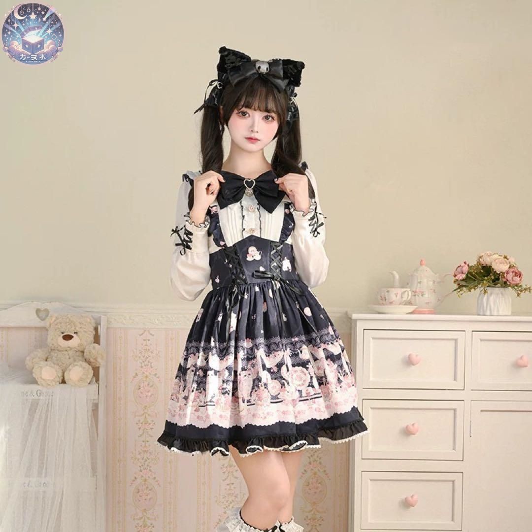 ♥ 可愛い猫ちゃん柄ロリータワンピース♪お出かけや女子会にぴったり