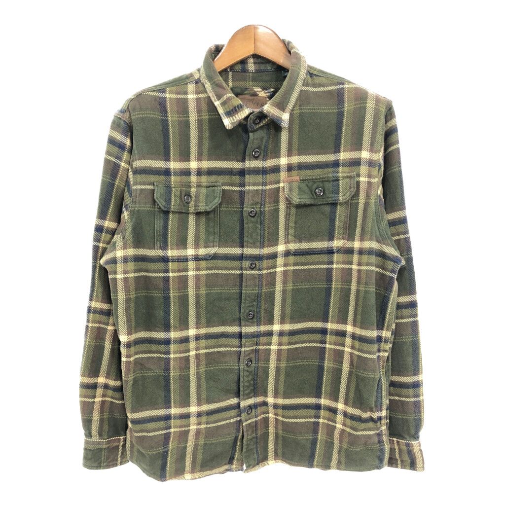 90年代 ORVIS オービス フランネルシャツ チェック グリーン (メンズ XL) 中古 古着 S1375
