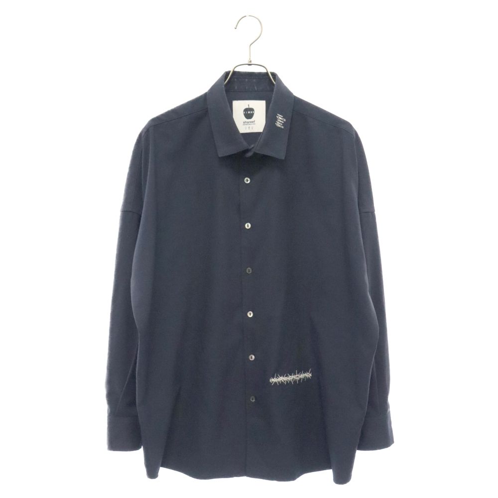 SHAREEF (シャリーフ) 23AW CANDLE emb L/S SHIRTS キャンドル刺繍 ロングスリーブ 長袖シャツ ネイビー 23713034