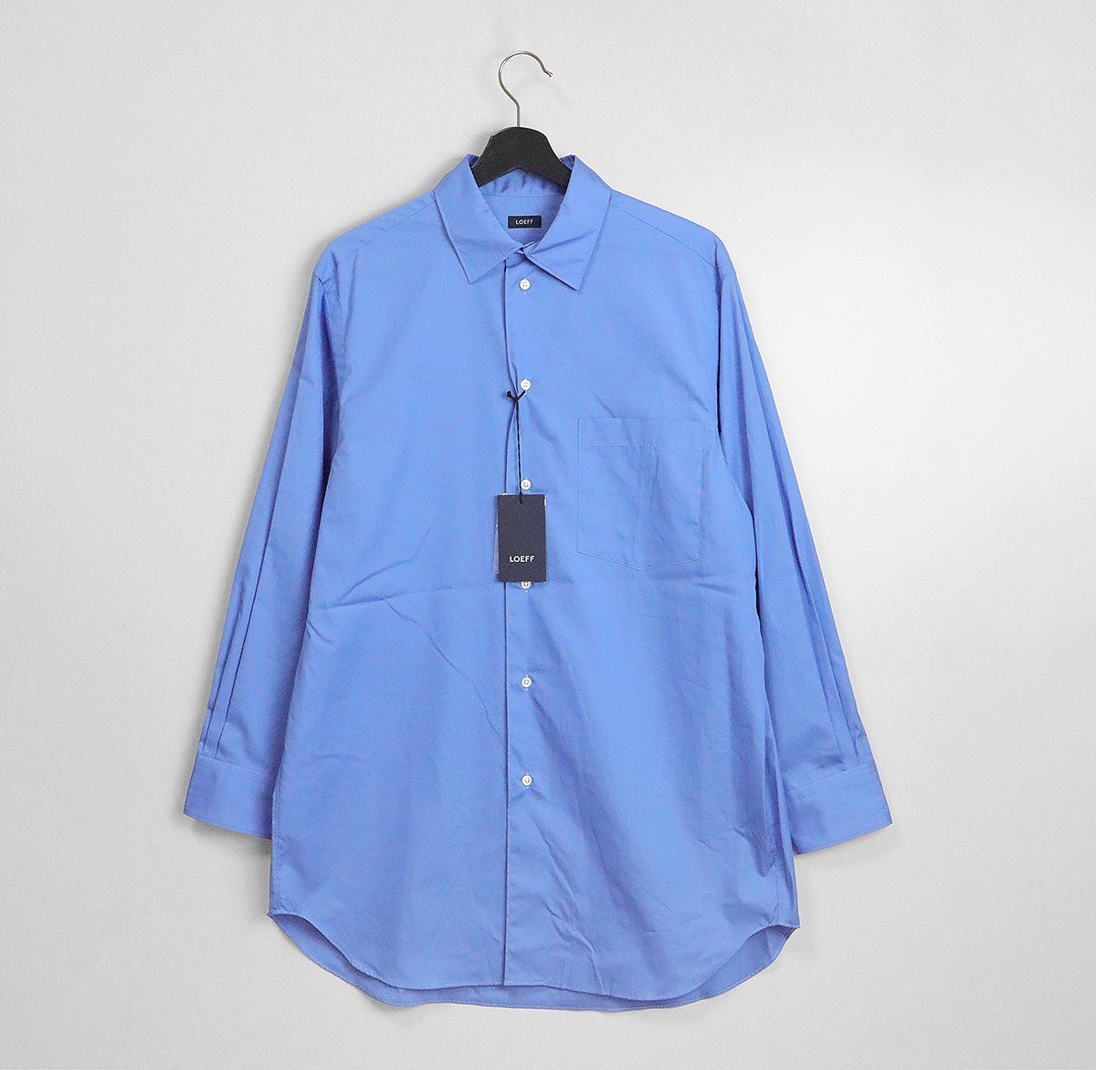 未使用 LOEFF ◆コットンブロード レギュラーシャツ ブルー 1 (下げ札付き 定価3.6万) 長袖 オーバーサイズ ロエフ ◆14/HY19