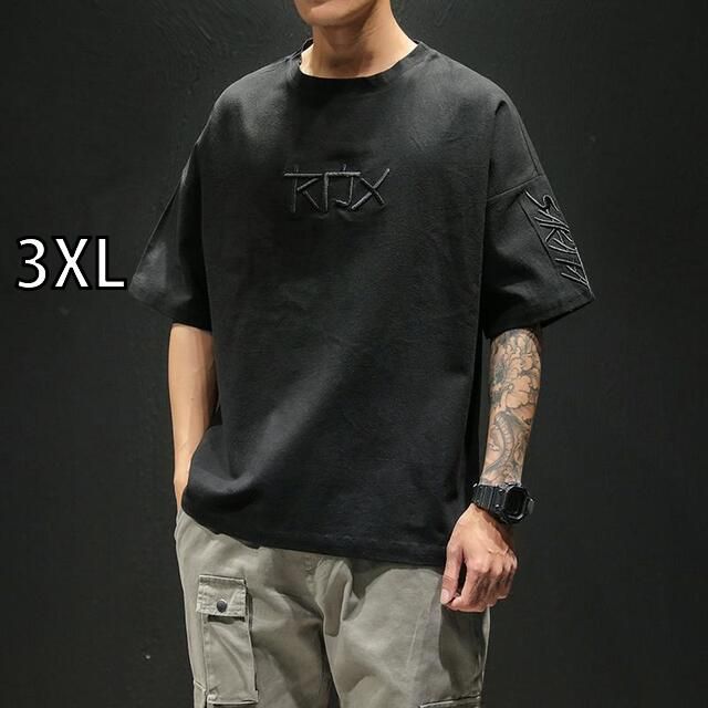 [3XL] メンズ ファッション 服 男性用 オシャレ シンプル 大人 かっこいい 大きいサイズ ストリート 紳士服 夏 シンプル T シャツ カジュアル ファッション ラウンドネック 無地 半袖