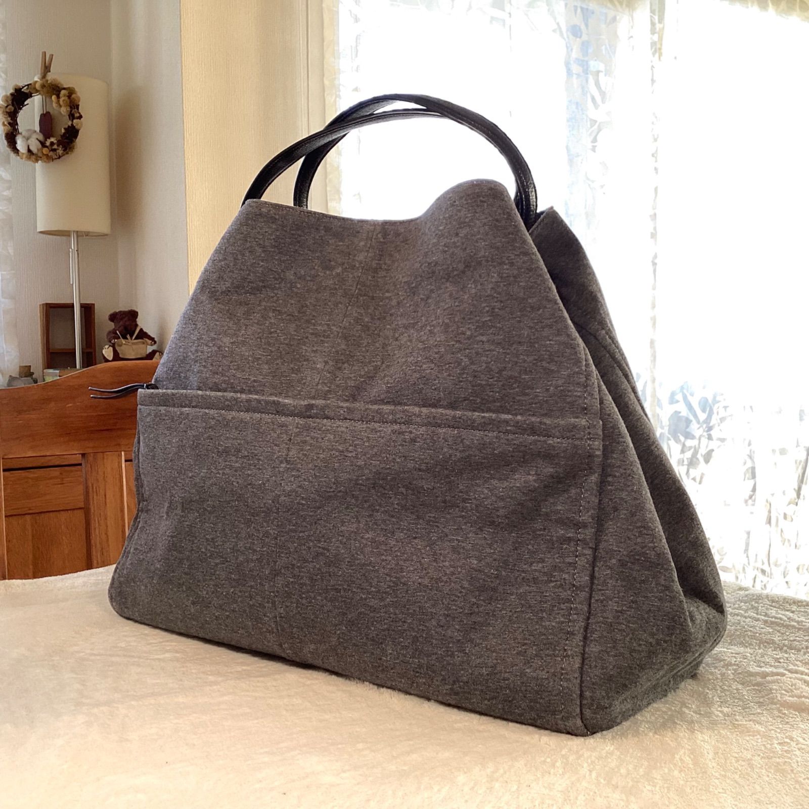 T-mat；Masaki Paris France ティーマット　マサキ　パリ　フランス　トートバッグ　スウェット　レザー　大容量
