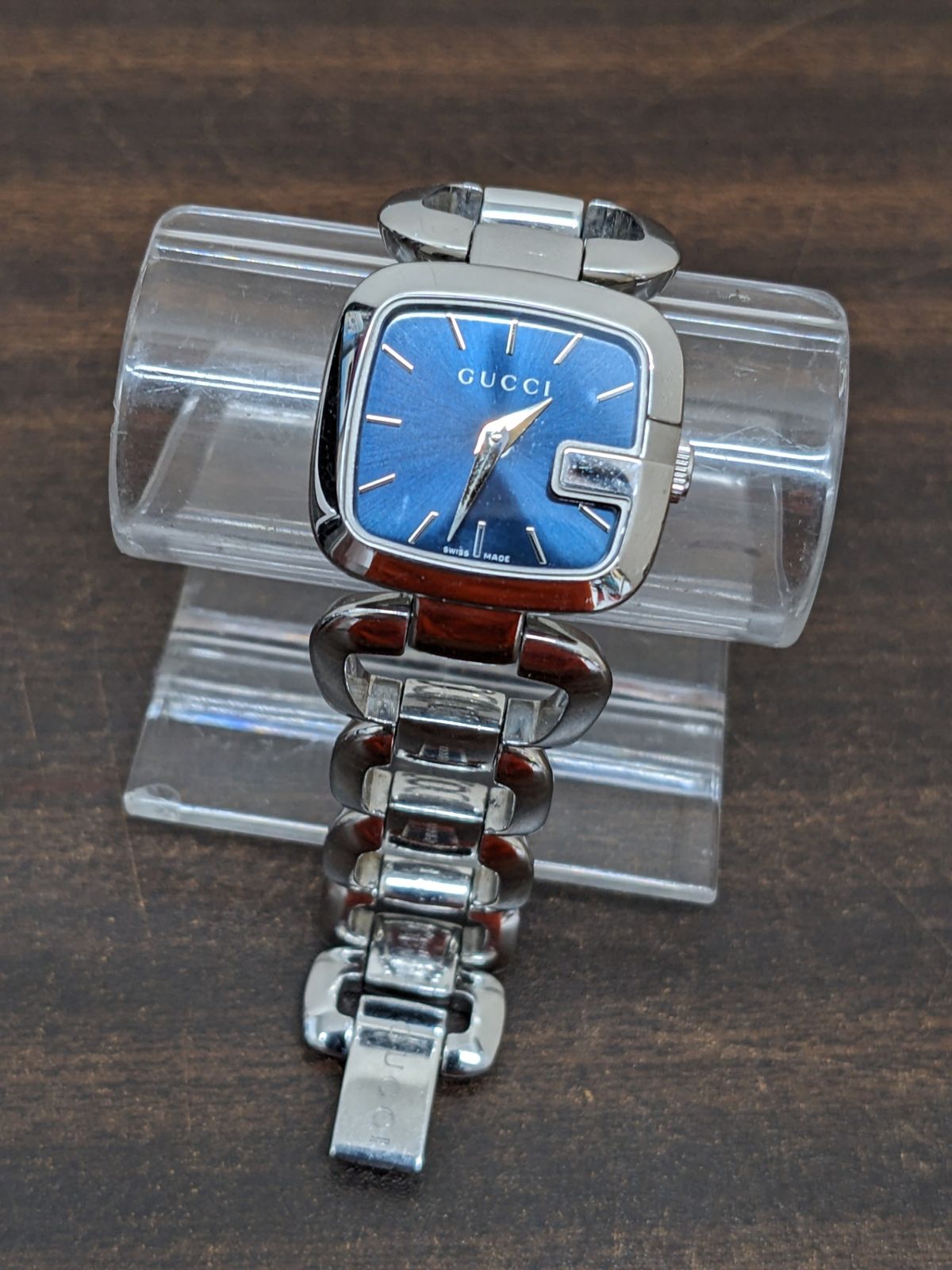 GUCCI ◎グッチ YA125.5 G 文字盤 ネイビー レディース QZ クォーツ 腕時計