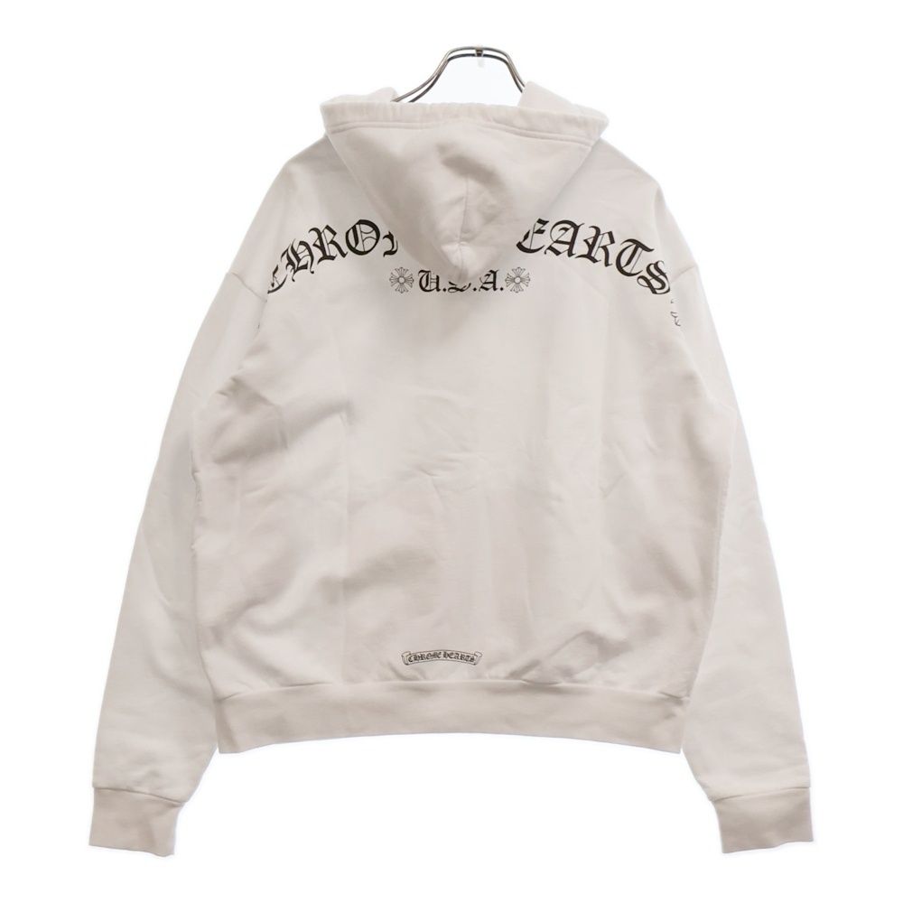 CHROME HEARTS クロムハーツ SWTSHRT HD ZIP バックアーチロゴプリントジップアップパーカ スウェット ホワイト