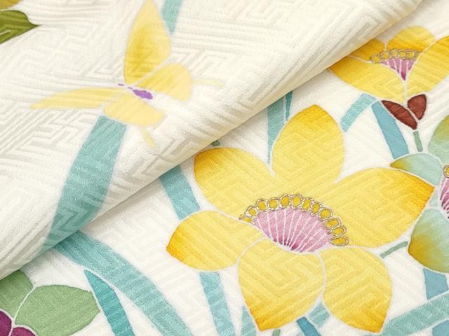 平和屋本店□極上 訪問着 花蝶文 銀彩 白地 逸品 CYAA3557s5 - メルカリ