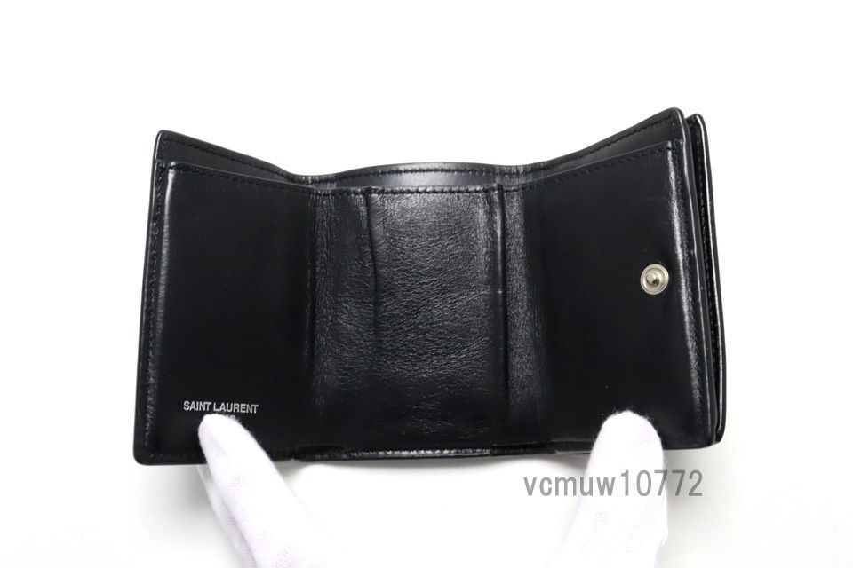 近年モデル希少美中古■SAINT LAURENT PARIS レザー 3つ折り財布 サンローランパリ■0613wa3011-4M