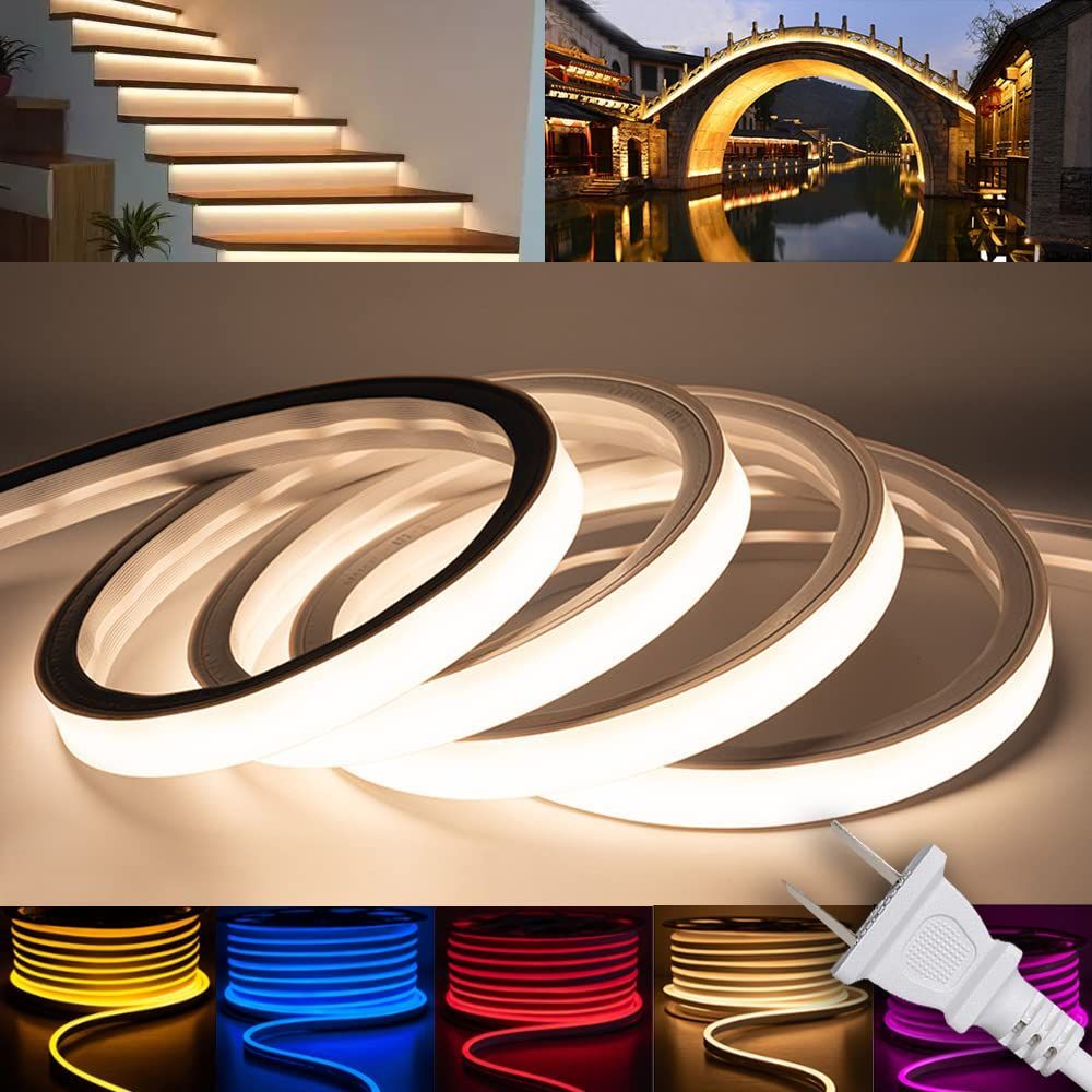 【訳アリ】SPAHER EL蛍光チューブ LEDテープライト AC100V 防水  ELワイヤー 120SMD/M 配線不要 間接照明 プラグアンドプレイ 折り曲げ自在 切断可能 長持ち 駐車場 店舗 アウトドア DIY 照明  （昼光