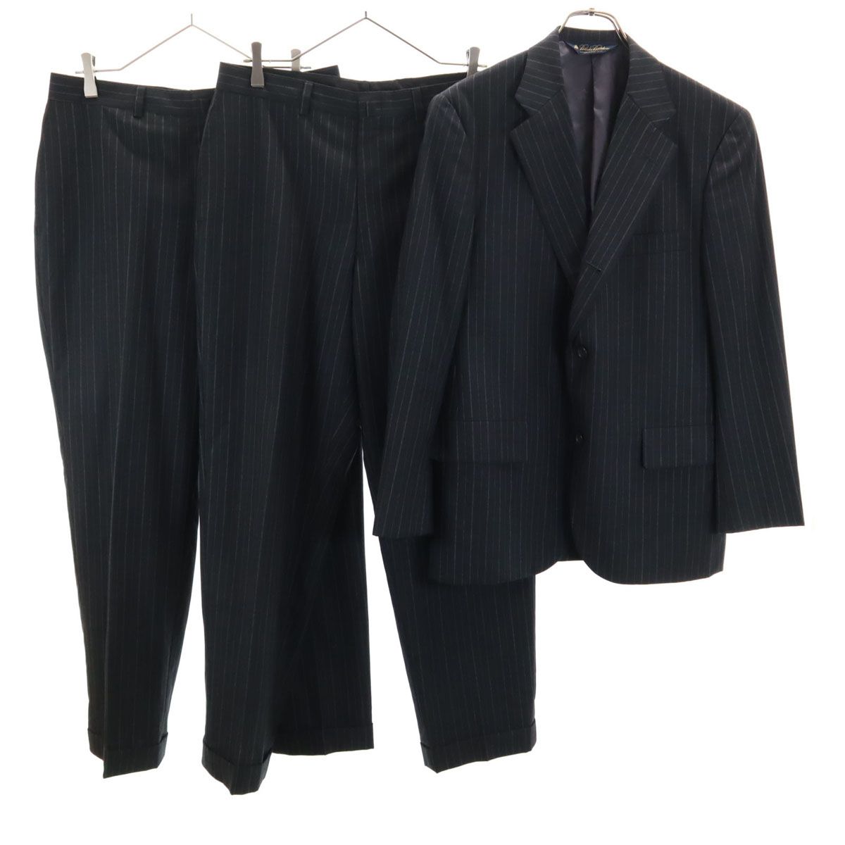 Brooks Brothers ブルックスブラザーズ ストライプ柄 スーツ 上下 セットアップ グレー メンズ 古着