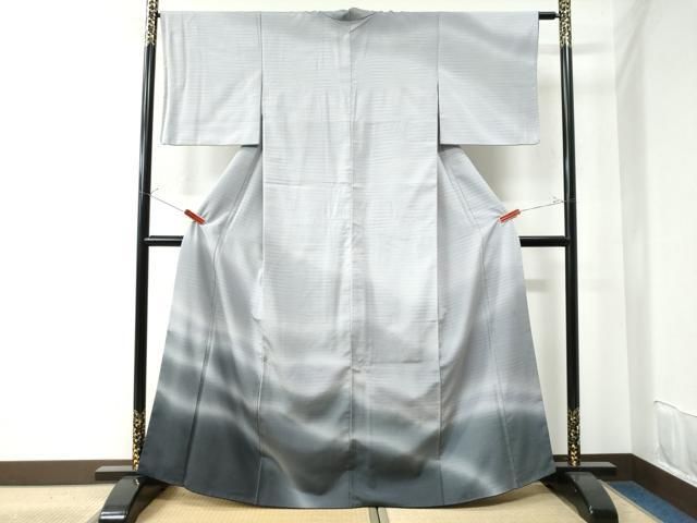 平和屋着物○本塩沢 やまだ織 訪問着 染色作家 桐村博 霞文 暈し染め  