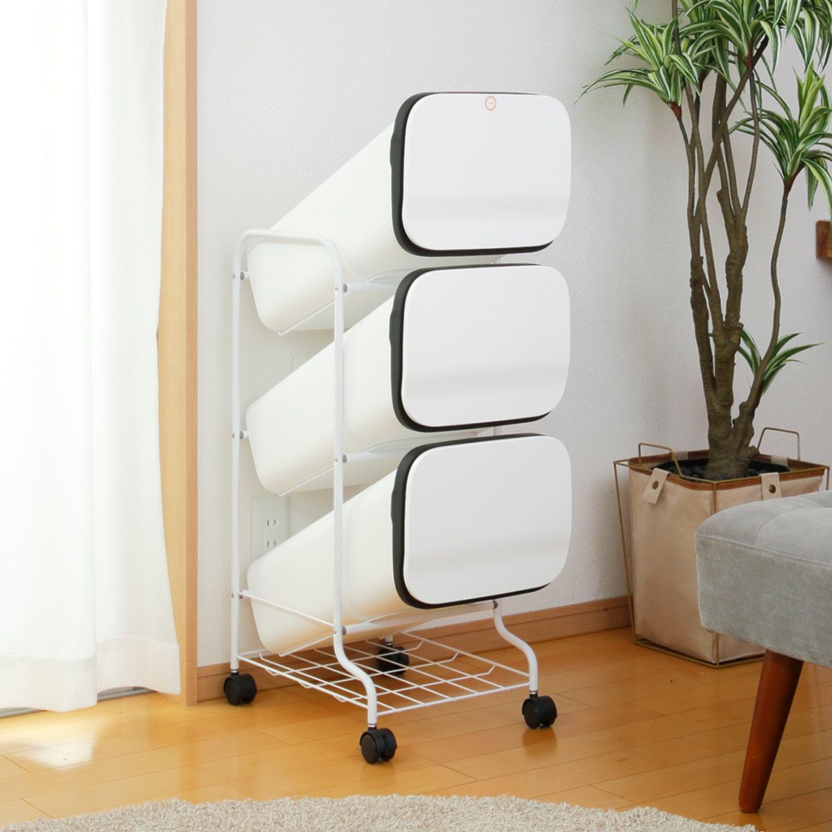 ゴミ箱 3段 Nスムース スタンドダストボックス （ ごみ箱 19L×3 ふた