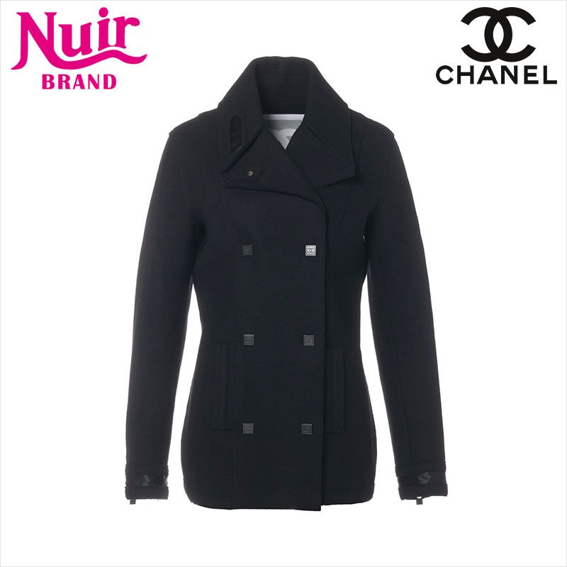 CHANEL シャネル コート スポーツ ライン ココボタン 05A ウール×ナイロン ピーコート 36 P26525V16823