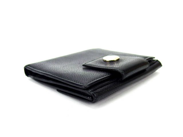 ブルガリ Wホック 財布 二つ折り ロゴボタン ブラック シルバー レザー