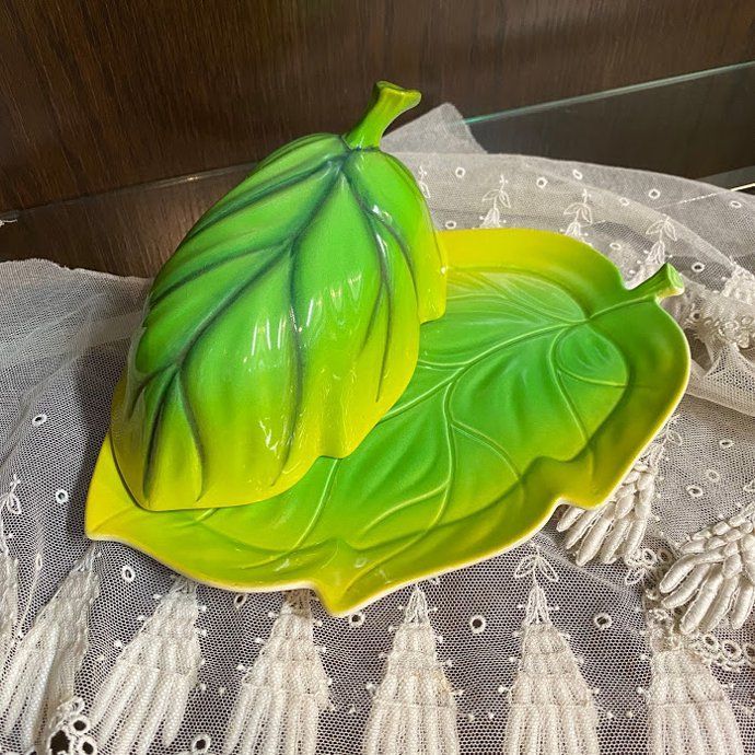 ヴィンテージ 食器 バターディッシュ リーフ型 Carlton Ware カールトンウェア イギリス 1969 1989年頃 20 A 3020