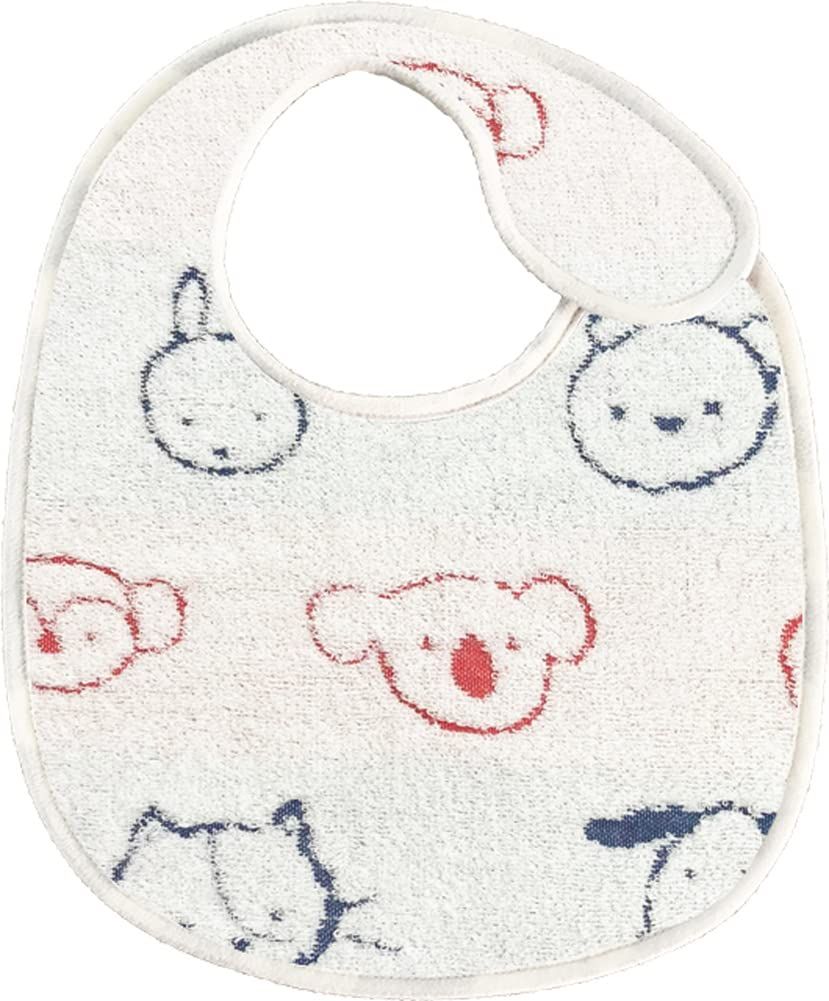 【在庫セール】赤ちゃん ベビー よだれかけ パイルガーゼタオル ネイビー 日本製純綿 約20×30cm スタイ カラフルアニマル ACCA-131 成願 NB