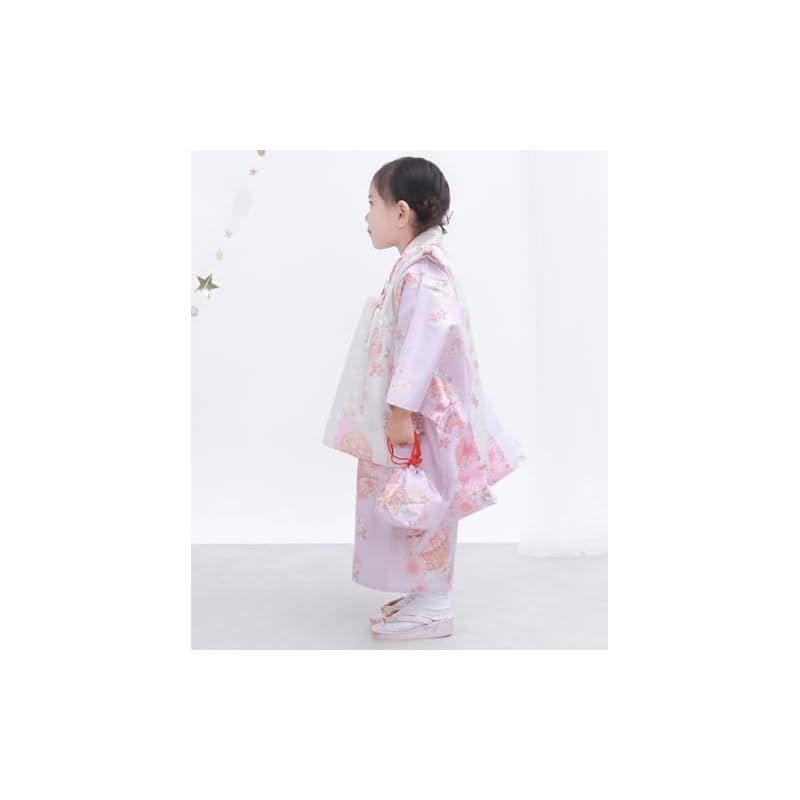 KYOETSU キョウエツ 七五三 3歳 女の子 着物 セット 被布 小物 フルセット 754 くすみ B 8.霞紫の鞠花舞 0