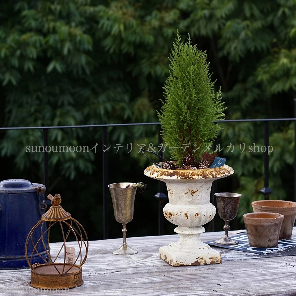 植木鉢 フラワーポット ホワイト ガーデニング インテリア ガーデン雑貨 プランター お洒落 シャビーシック おしゃれ 雑貨 4-7 ガーデン ローマ風 庭の装飾 ヴィンテージ調 ガーデンインテリア シャビー加工 STEELWINDOWSANDDOORS_COM