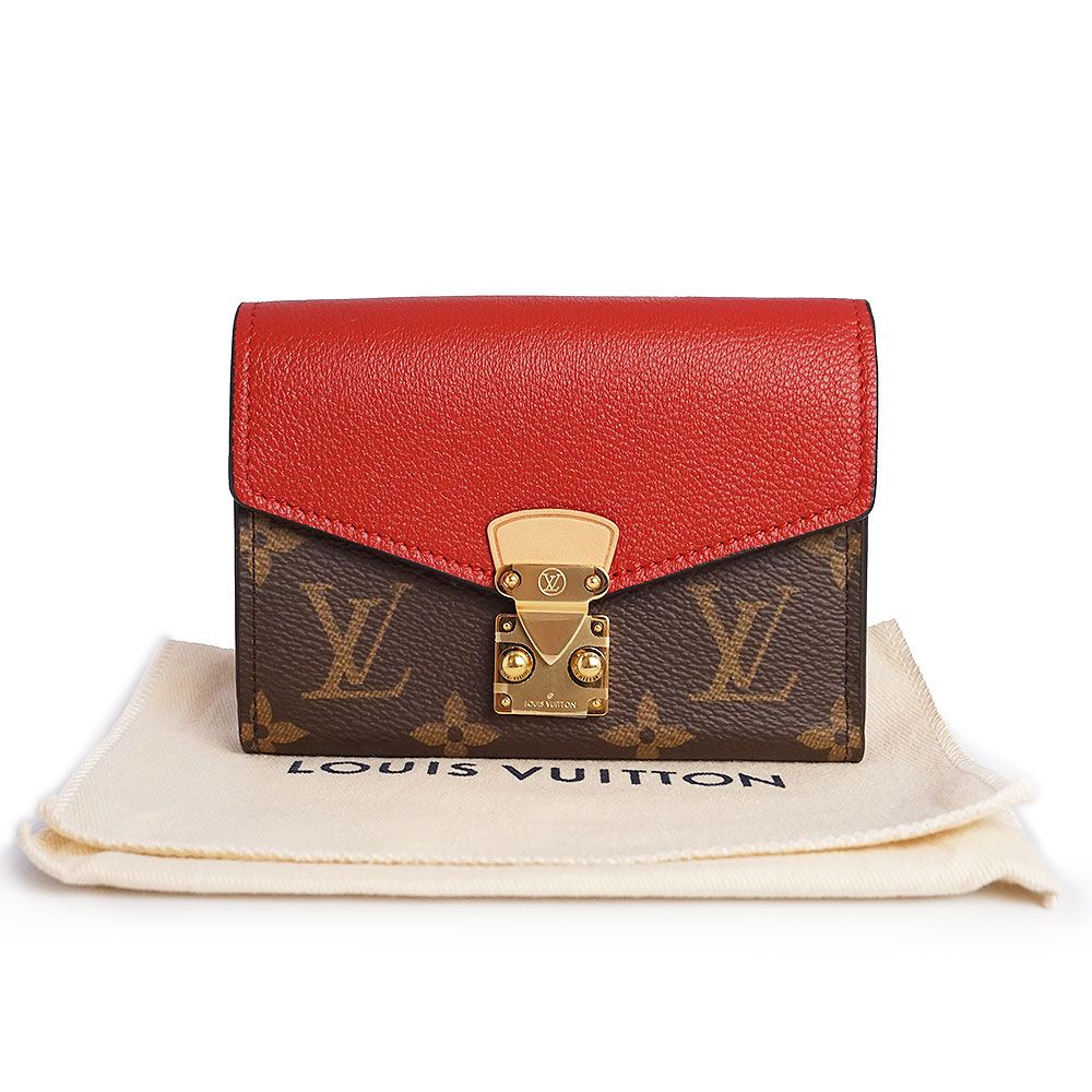ルイ ヴィトン ポルトフォイユ パラス コンパクト 三つ折り財布 モノグラム カーフスキン レザー スリーズ レッド ブラウン ゴールド金具 M67478 LOUIS VUITTON ♥品