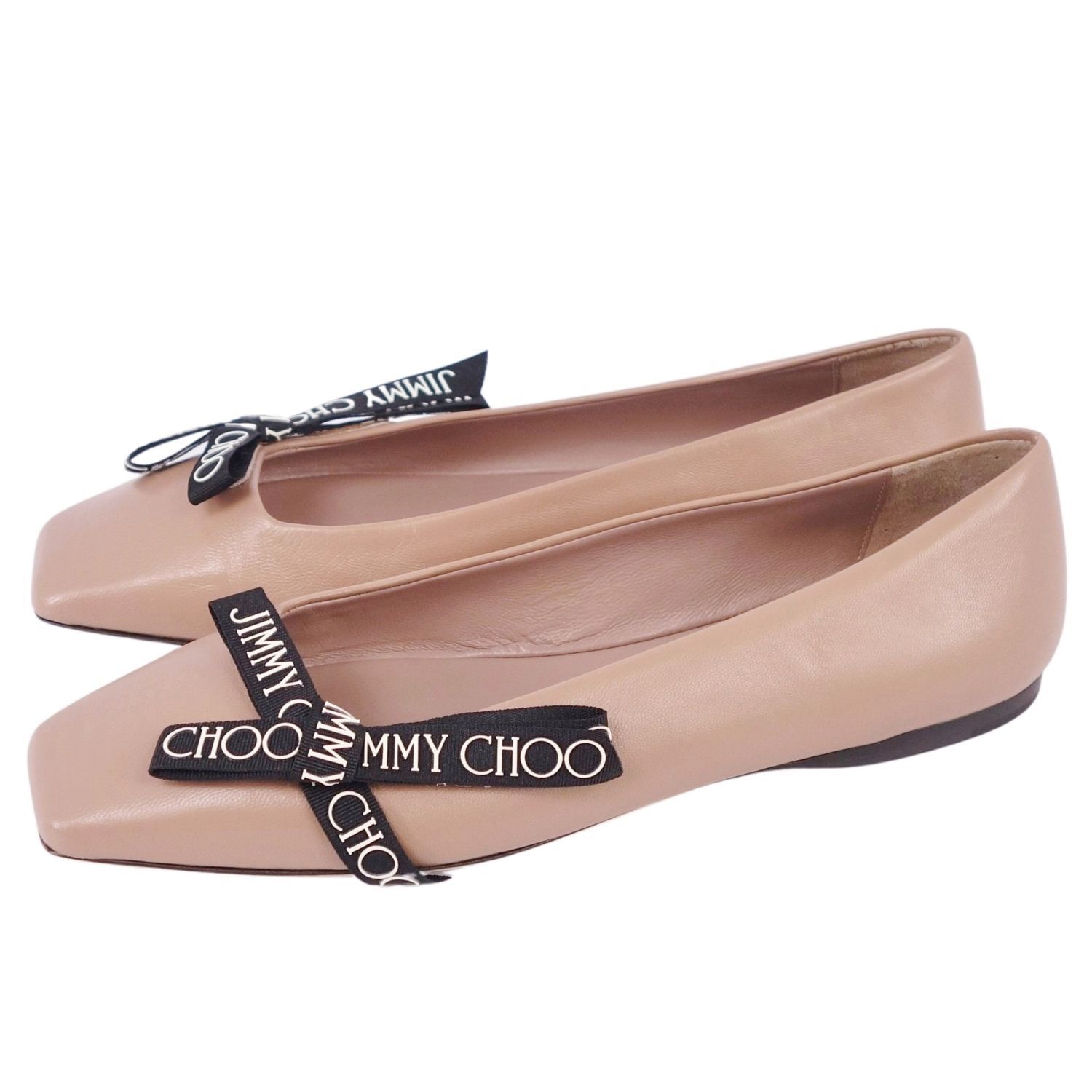 未使用 ジミーチュウ JIMMY CHOO パンプス フラットパンプス リボン