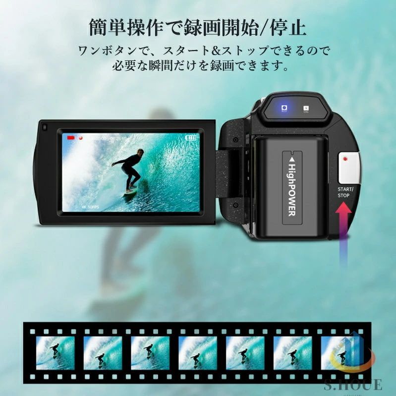 デジタルビデオカメラ 4K 4800万画素16倍　CMOS WIFI ビデオカメラ 4K WIFI機能 4800万画素 16倍デジタルズーム IPS 3