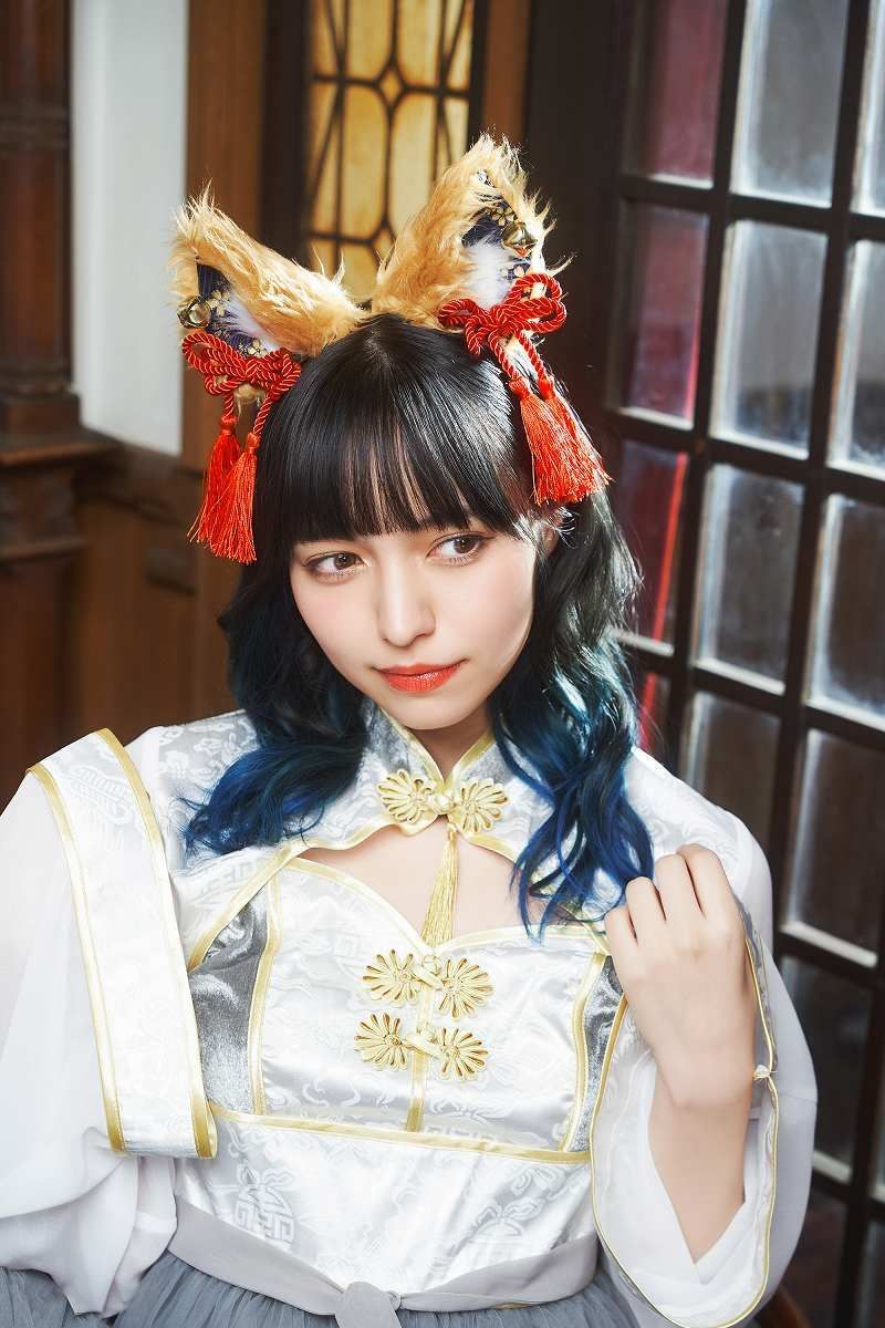 和柄カチューシャ 茶狐 [きつね耳 コスプレ 和風 ヘア
