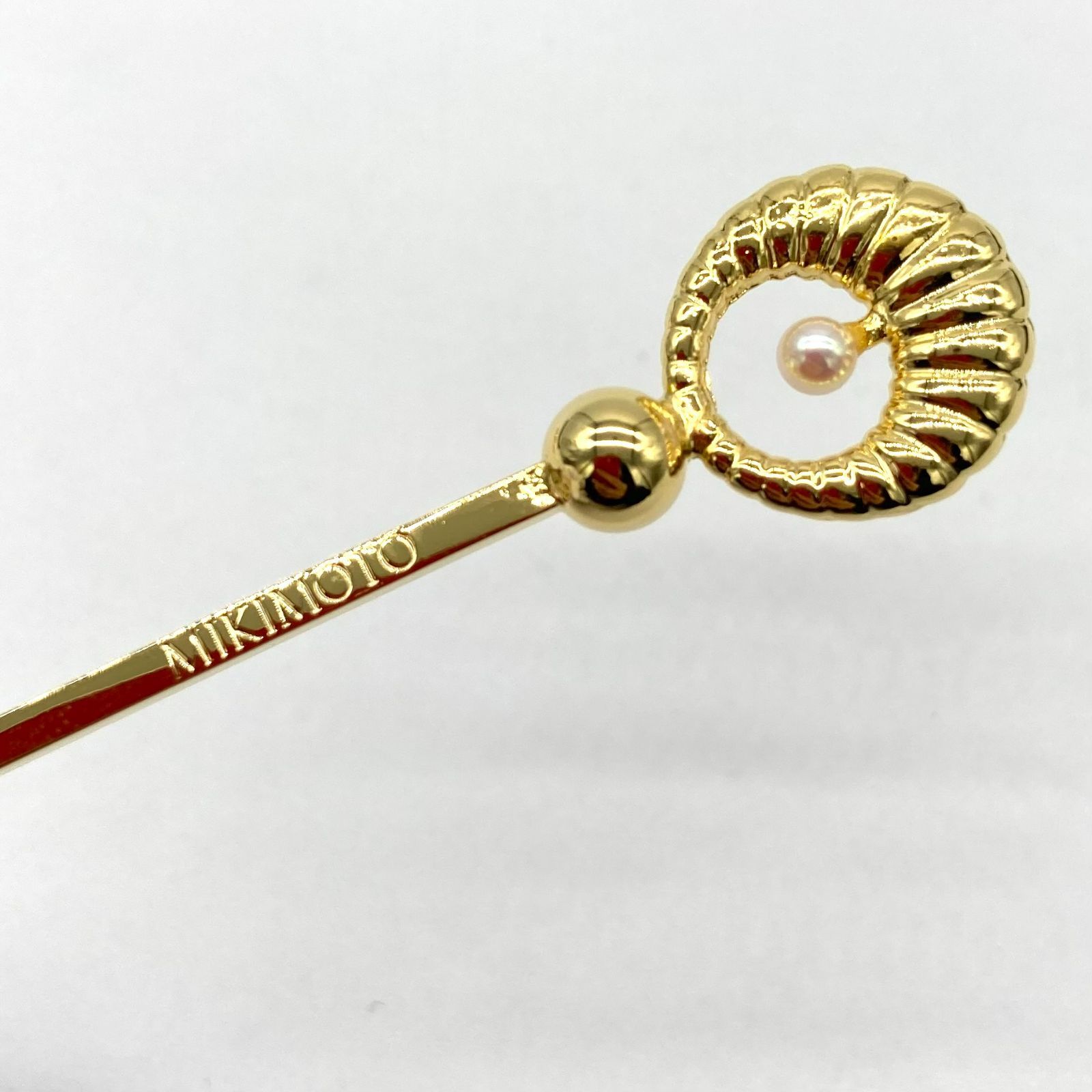 ▽【美品】MIKIMOTO/ミキモト フルーツピック ゴールド 真珠付き