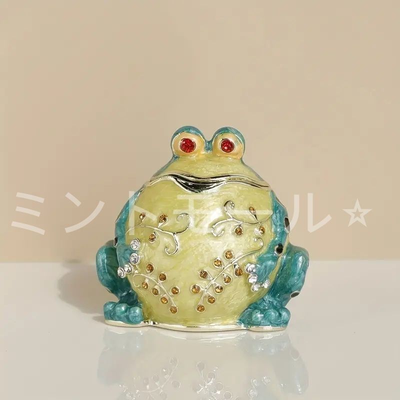 新品 ヴィンテージスタイル手描きエナメルカエルジュエリーボックス