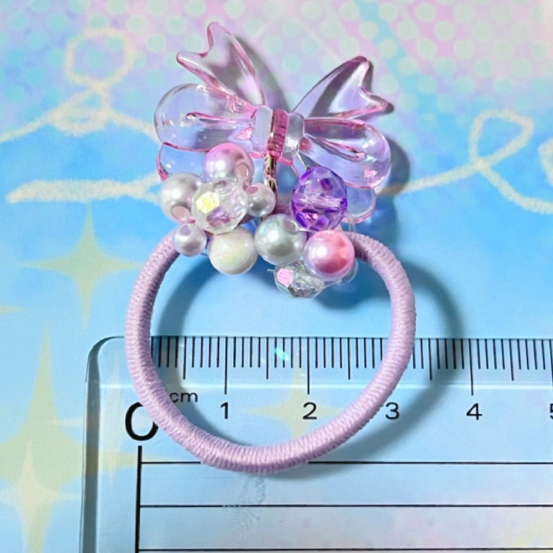 子供 キッズゆめかわヘアゴムチュールリボン星スターハンドメイド