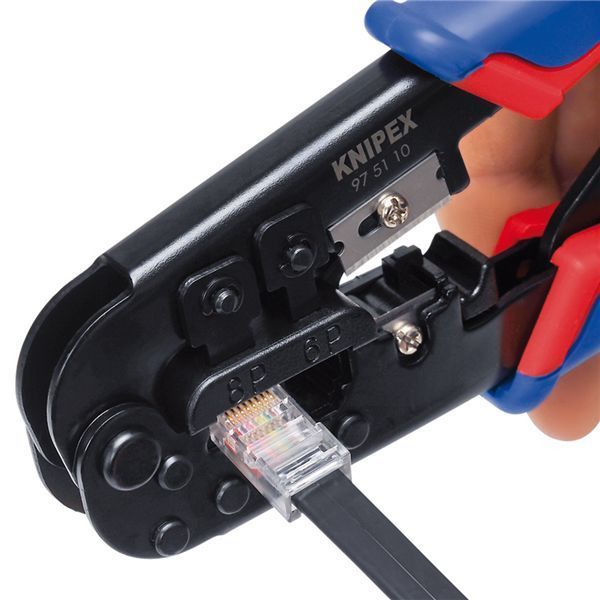 KNIPEX クニペックス ウエスタンプラグ圧着ペンチ 6 8ピン コンフォート 全長190mm パック入 9751-10SB