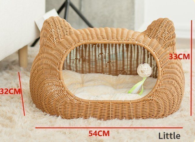 水洗い可能な籐編みの猫小屋四季兼用の猫小屋犬小屋ペット