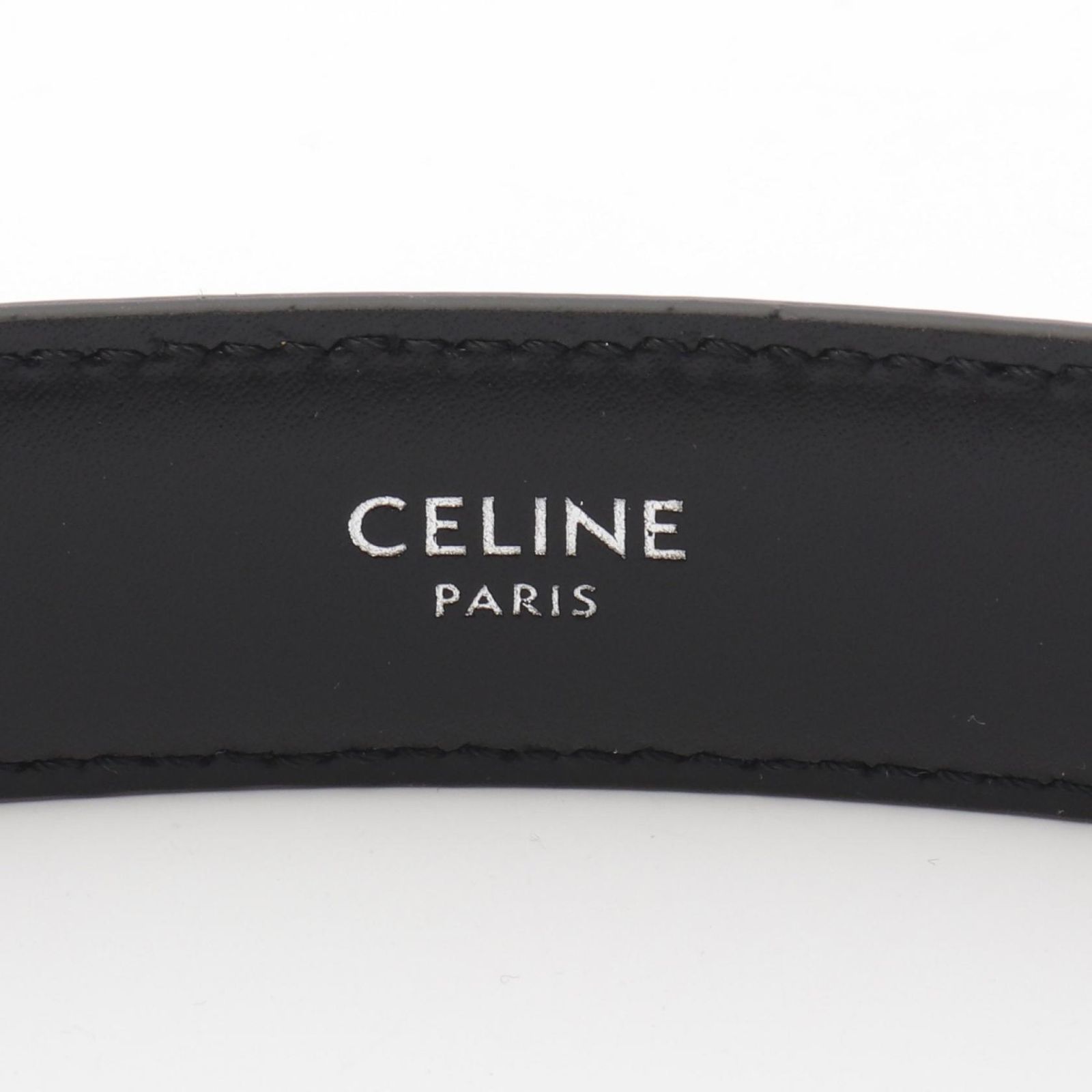 美品 CELINE セリーヌ レザーベルト トリオンフ ブラック CELINE セリーヌ ベルト 45AKA3ARV.38SI レディース ミディアム