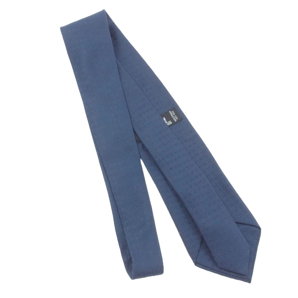 箱入】エルメス HERMES Hロゴ シルクネクタイ ネイビー