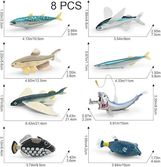 【在庫処分】海洋動物モデル 深海動物 置物 シミュレーション 海の魚 モデル 動物 フィギュア おもちゃ デスクトップ パーティー オーナメント 8個セット
