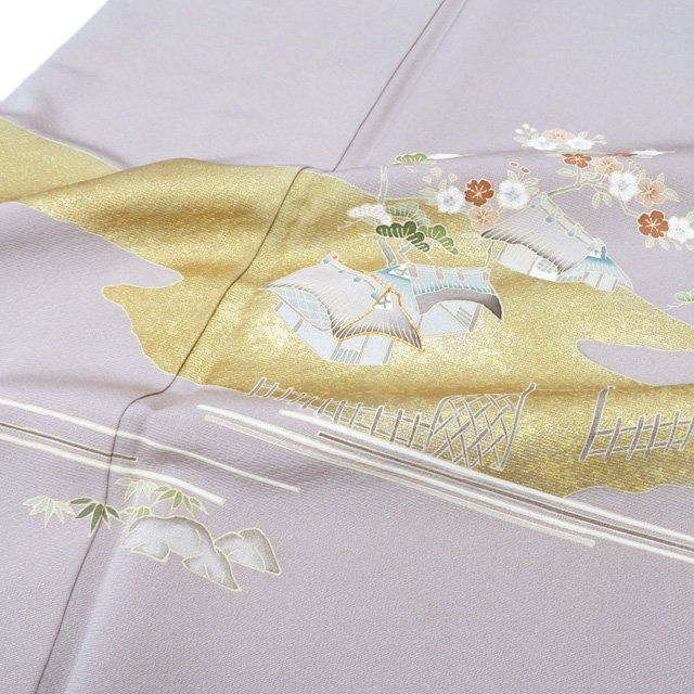 かずちゃん 新品 金駒刺繍 茶屋辻 着物 正絹 仕付け糸付 訪問着4895 特選 本加工 訪問着 着物 中古 正絹 袷 三越 金駒刺繍 茶屋辻 茶