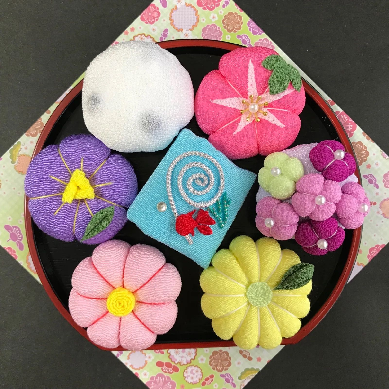 ちりめん細工の和菓子【夏】7個セット トレー付き - メルカリ
