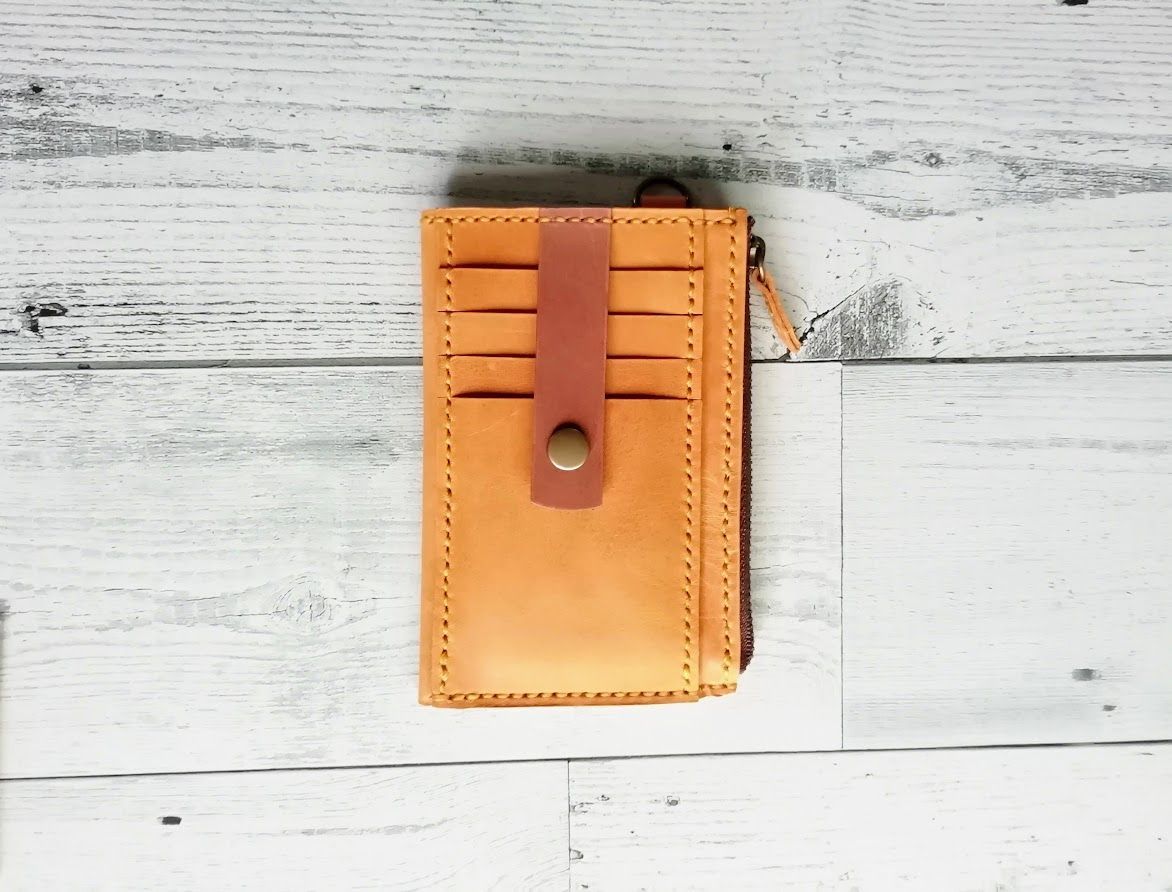 フラグメントケース（山吹色）ミニ財布　コンパクト財布　本革　レザーウォレット　スリムな財布