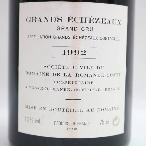 DRC GRANDS ECHEZEAUX（グラン エシェゾー）1992 13％ 750ml ※液面低下 A24E240001