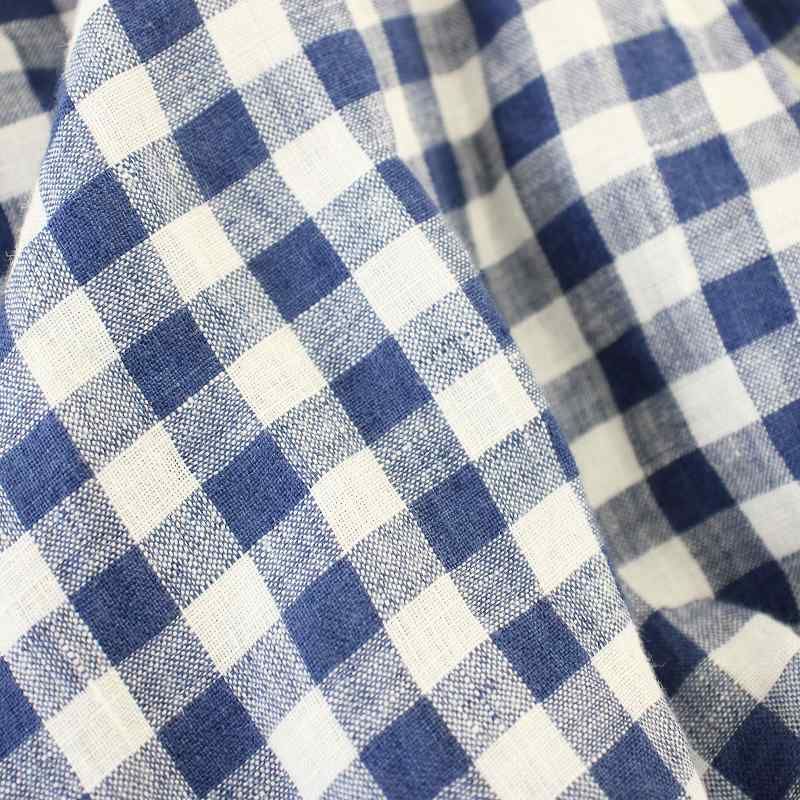 Giannettno ジャンネット 長袖シャツ チェック柄 M リネン ジャンネット GIANNETTO リネンシャツ チェック柄 麻 長袖 S 青