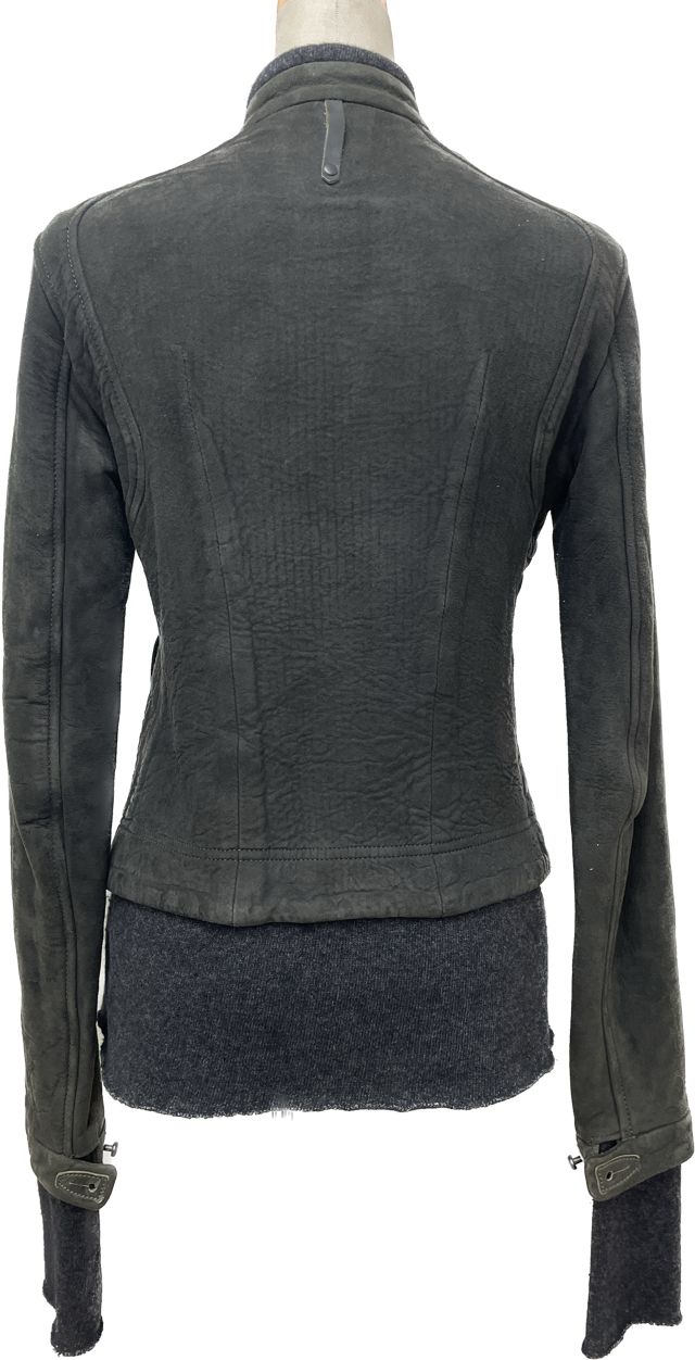 ISAACSELLAM オーバーロックステッチレザーテーラードジャケット