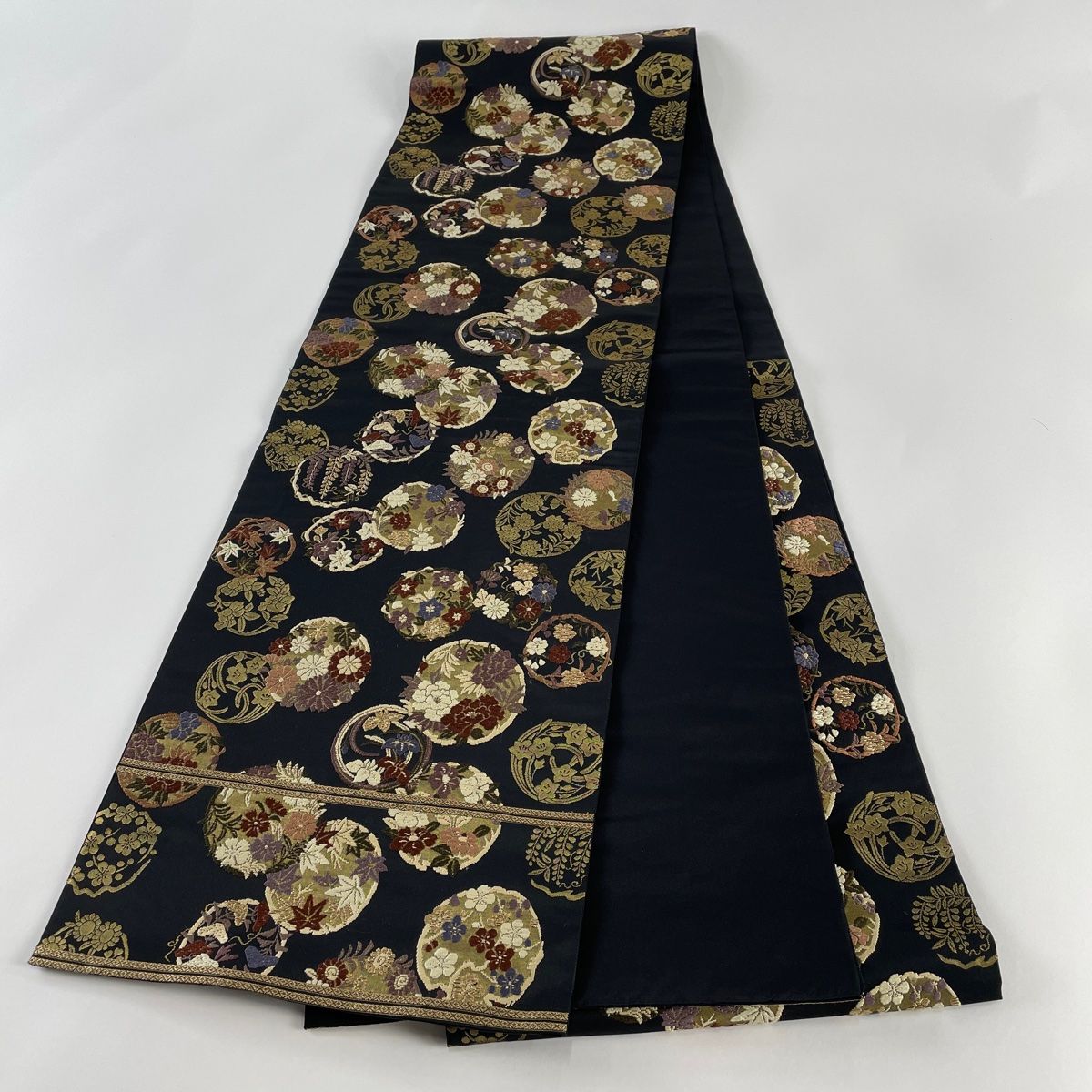 梅垣織物 袋帯 扇面文 西陣織 正絹 金糸 逸品 梅垣織物 袋帯 琳派扇文