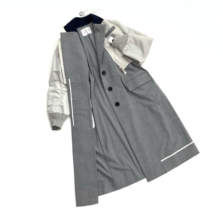 【美品】 sacai / サカイ | 2022AW | Nylon Twill Mix Coat / MA-1 ドッキング ミリタリー ウール  シングルコート | 2 | ブラック | メンズ