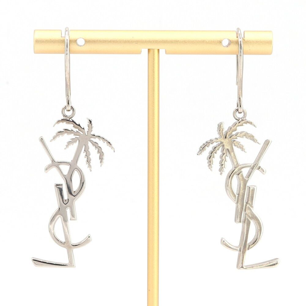 Saint Laurent  パームツリー ピアス ゴールド サンローラン ピアス YSLロゴ パームツリー シルバー - メルカリ
