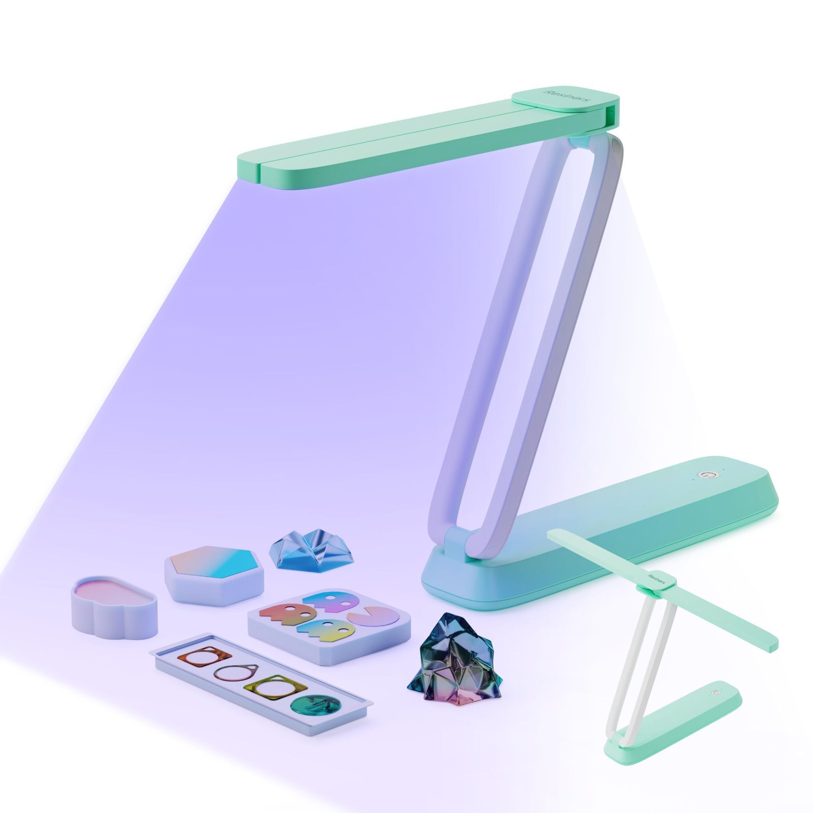 Resiners UVライト レジン用 硬化、UVレジンライト、ワイヤレス＆充電式のUVランプ、3つの用途を備えた折りたたみ式のブラックライト紫外線LED、レジン型、ジュエリーメイキング、DIY用のクラ