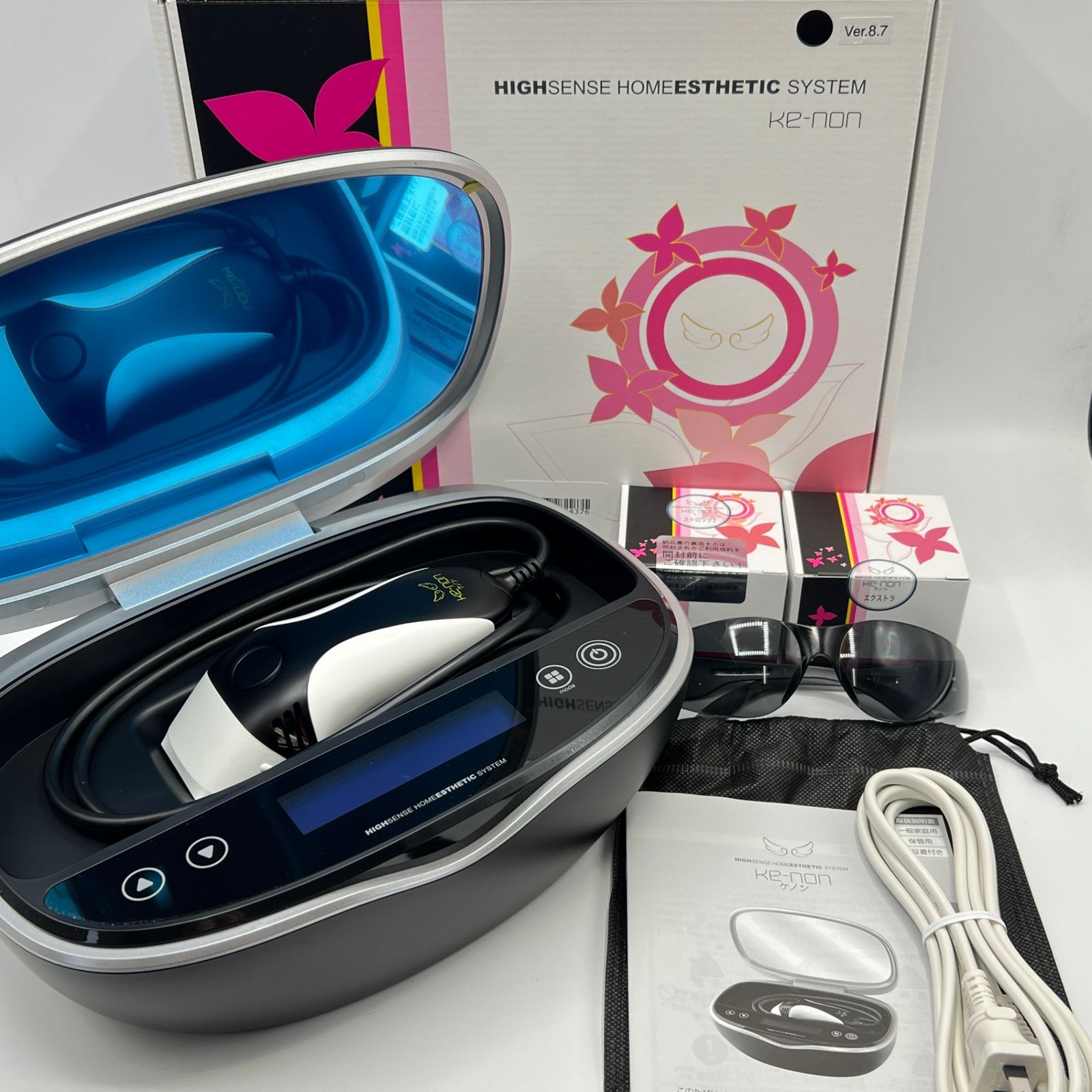 ケノン Ver.8.7 カートリッジ3点 エクストラ ストロング2 スーパー 2 脱毛器 kenon 本体