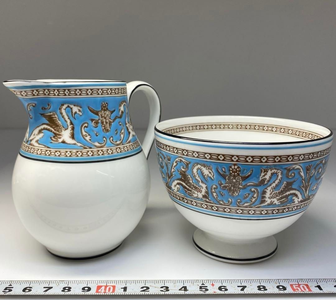 洋3 ウェッジウッド フロレンティーンターコイズ クリーマー＆シュガーポット