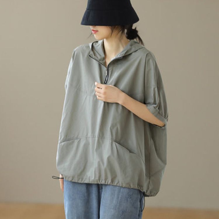 トップス ｔシャツ フード付き 半袖 レディース パーカー 夏 薄手 半袖パーカー 無地 シンプル ゆったり Tシャツ 半袖 フード付き パーカー レディース 夏 ゆったり