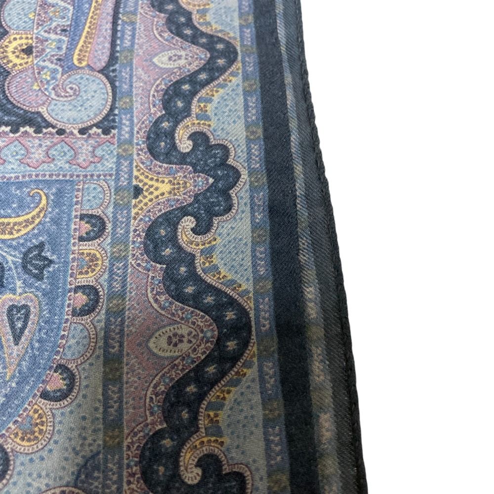 美品 ETRO エトロ ペイズリー柄 ストール マフラー ブルー