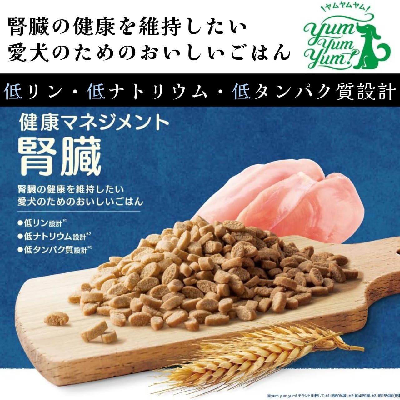 健康マネジメント腎臓サポート 犬用 食事療法食 ちょこっとパック 50g×6 無添加 国産 ヤムヤムヤム yum yum yum！