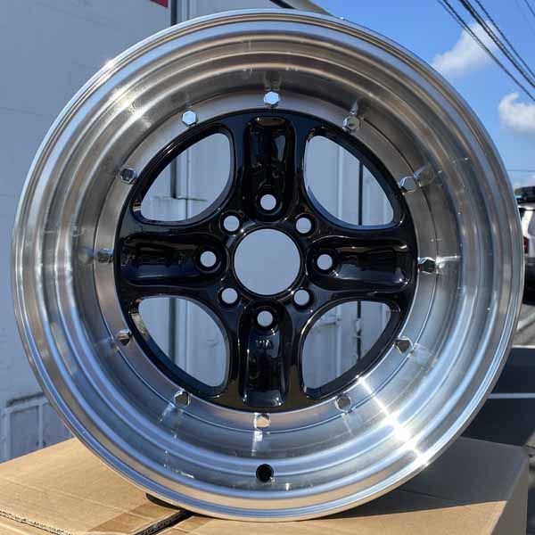 15インチ 数量 商品 ホイール4本セット 15×8J ±0 PCD 100 114.3 4穴 深リム 4本スポーク 旧車 スポーツカー ドリ車 ローダウン など カスタムサイズ ブラック 黒 艶